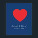 Rött hjärta Blå Modern Minimalistisk Bröllop Flygblad<br><div class="desc">Du kan enkelt ändra typsnitt och färger. Du kan också lägga till din logotyp och bakgrundsbilden som du vill.</div>