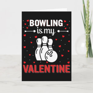 Rött hjärta Cupid Kärlek Grafik Bowling Är Min Val Kort