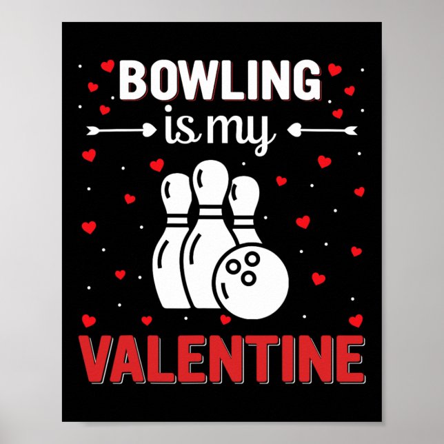 Rött hjärta Cupid Kärlek Grafik Bowling är min Val Poster (Framsidan)