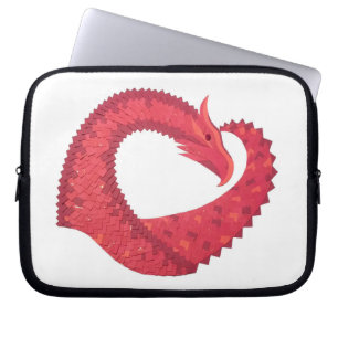 Rött hjärta drakar på vitt laptop sleeve