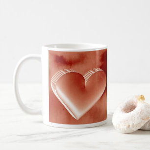 Rött hjärta för romantisk par 3D Watercolor Mugg