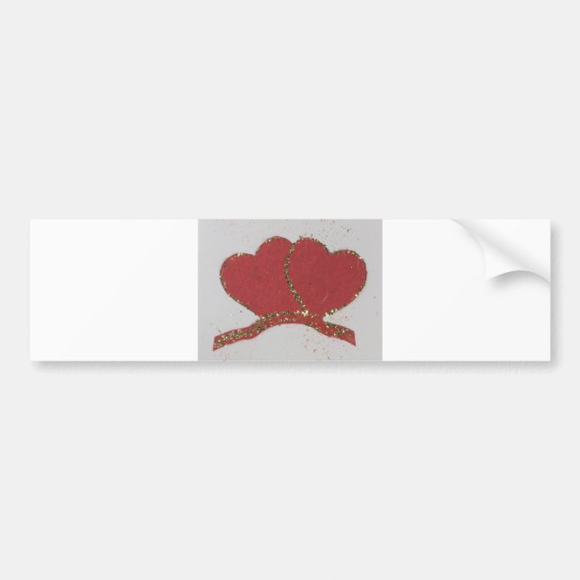 Rött hjärta guld gnistra Valentine Bildekal (Framsidan)