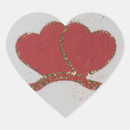 Rött hjärta guld gnistra Valentine Hjärtformat Klistermärke