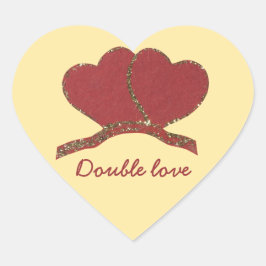 Rött hjärta guld gnistra Valentine Hjärtformat Klistermärke