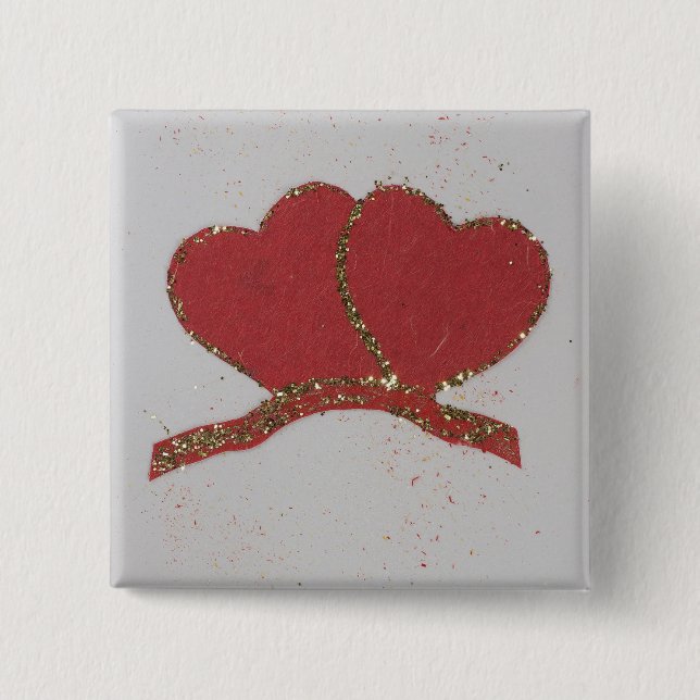 Rött hjärta guld gnistra Valentine Knapp (Framsida)