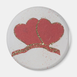 Rött hjärta guld gnistra Valentine Magnet