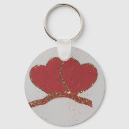 Rött hjärta guld gnistra Valentine Nyckelring