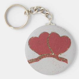 Rött hjärta guld gnistra Valentine Nyckelring