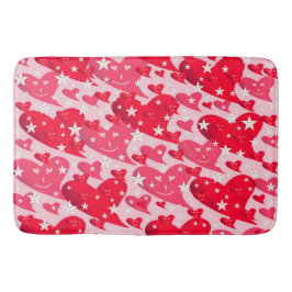 rött, hjärta, hjärta, skratt, stjärna, leende, ros badrumsmatta