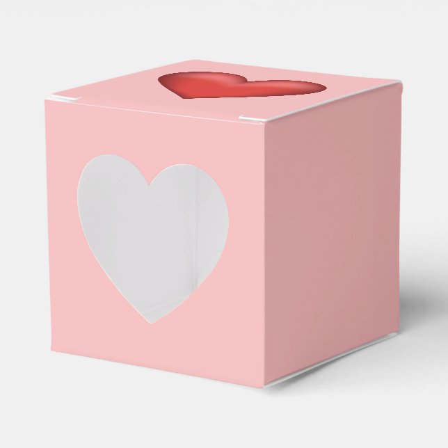 Rött hjärta illustration i rosablast rosa färg presentaskar (Framsidan Sidan)