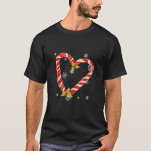 Rött hjärta Kärlek Santa Candy cane matchande jul T Shirt