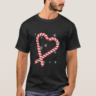 Rött hjärta Kärlek Santa Candy cane matchande jul T Shirt