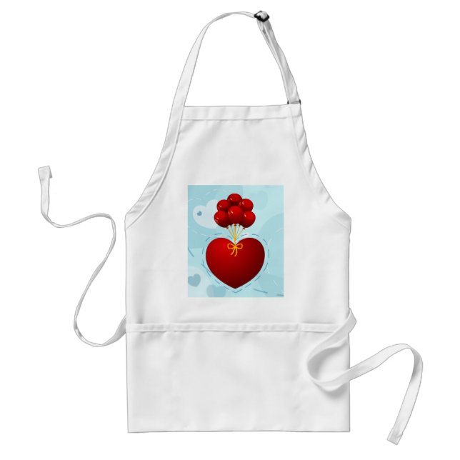 Rött hjärta med ballonger förkläde (Framsidan)