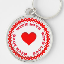 Rött hjärta med Kärlek Anpassningsbar-Nyckelring