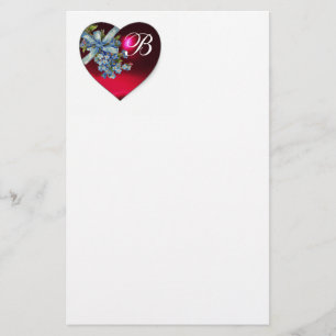 RÖTT HJÄRTA OCH GLÖMT MIG NOTS MONOGRAM BREVPAPPER