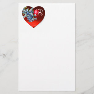 RÖTT HJÄRTA OCH GLÖMT MIG NOTS MONOGRAM BREVPAPPER