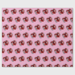 Rött hjärta på rosa bakgrund Inpackningspapper kär Presentpapper