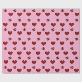 Rött hjärta på rosa bakgrund Presentpapper kärlek