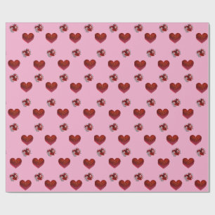 Rött hjärta på rosa bakgrund Presentpapper kärlek