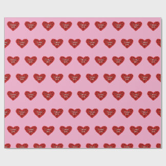 Rött hjärta på rosa bakgrund Presentpapper kärlek