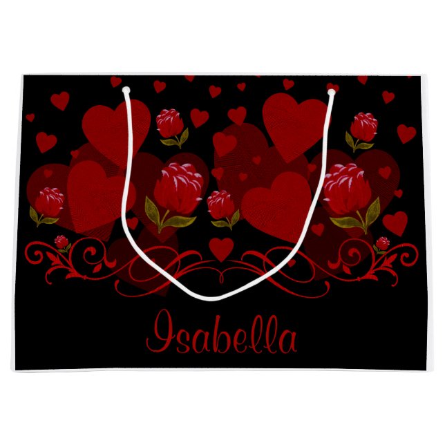 Rött hjärta, röd ros för Alla hjärtans dag (Framsidan)