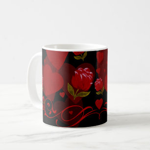 Rött hjärta, röd ros för Alla hjärtans dag Kaffemugg