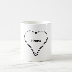 Rött hjärta som väntar på ett namn kaffemugg