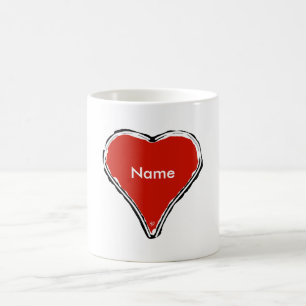 Rött hjärta som väntar på namn kaffemugg