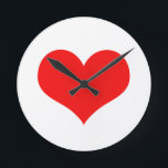 Rött hjärta Sött Alla hjärtans dag Vitt Anpassad f Rund Klocka<br><div class="desc">Tryckt med stort rött hjärtmönster på solid vit bakgrund.</div>