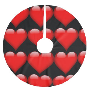 Rött hjärta trendig kärlek bröllop julgransmatta borstad polyester