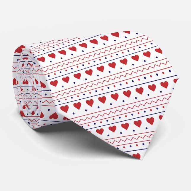Rött hjärta valentin kärlek mönster slips (Rullad)