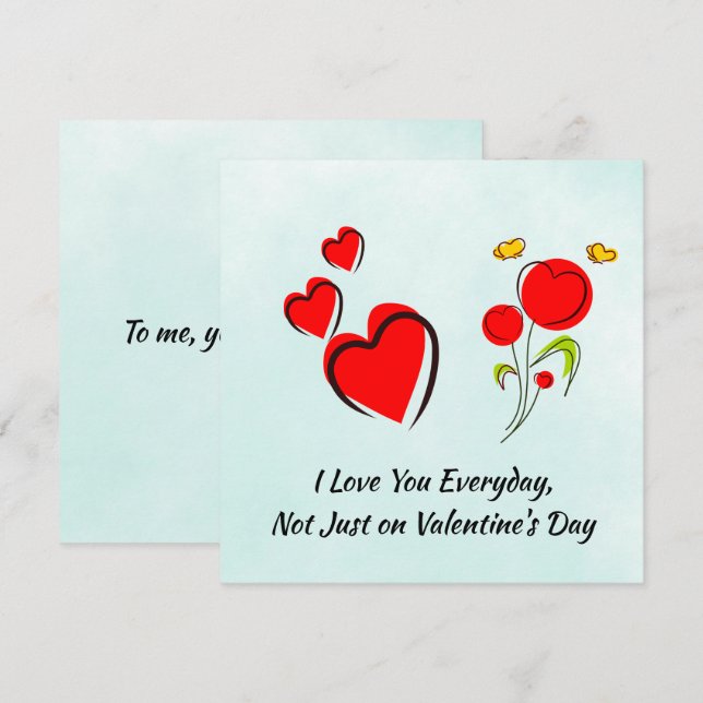 Rött hjärta Valentine Kort (Fram/baksida)