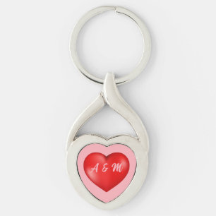 Rött hjärta Valentines day personlig Twisted Heart Silverfärgad Nyckelring