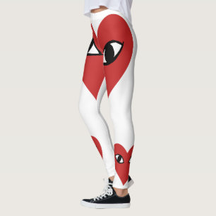 Rött hjärtaansikte - hjärta synar damasker leggings