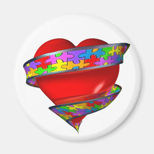 Rött hjärtaband magnet