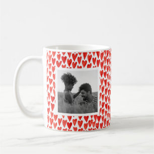 Rött hjärtavalentin foto för dag kaffemugg