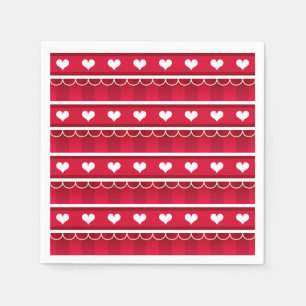 Rött hjärtavalentin mönster för dag pappersservett