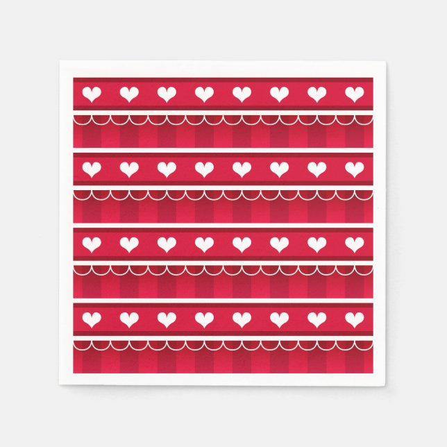 Rött hjärtavalentin mönster för dag pappersservett (Framsidan)