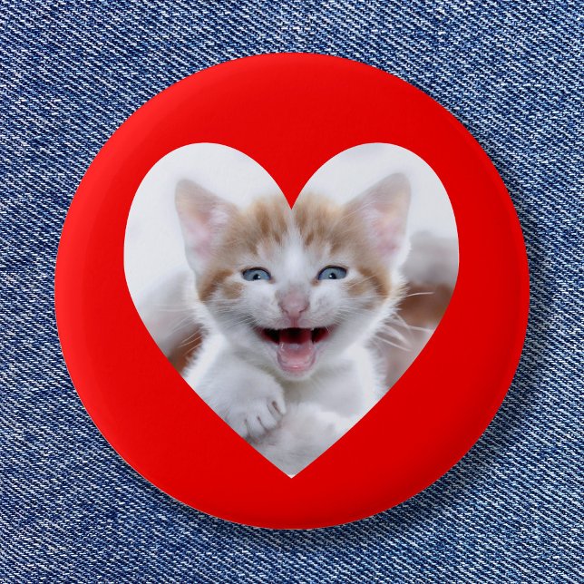 Rött Hjärtfoto Mall Knapp (Create your own red photo heart button.)