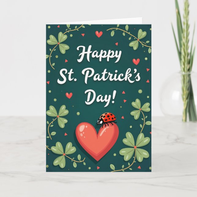Rött hjärtmönster St Patricks-kort Kort (Framsida)