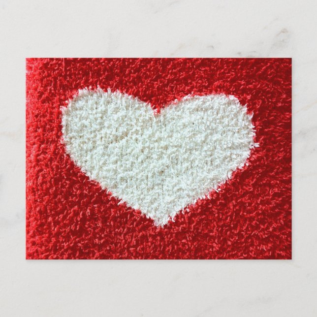 Rött hjärtväv spara datumet efter sticka-borstning meddelande vykort (Framsida)