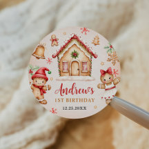 Rött hus av pepparkakor 1-års födelsedagsfest