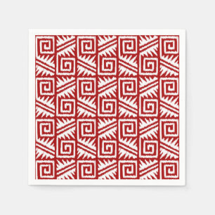 Rött Ikat Aztec mönster - mörk - och vit Pappersservett