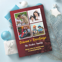 Rött Instagram-julkort för fotoutbärsbär Julkort