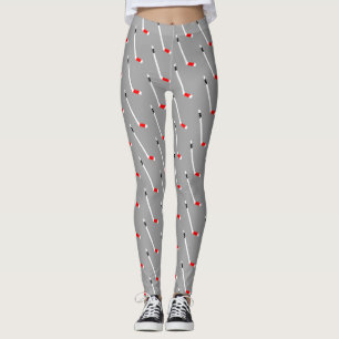 Rött ishockeypinnemönster leggings