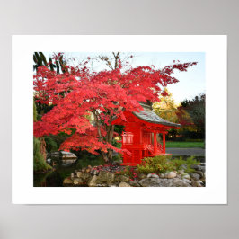 Rött japanskt lönn och trädgårdsskrin Foto Poster