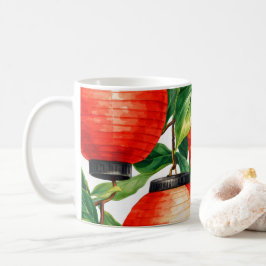 Rött japanskt lyktblad kaffemugg