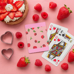 Rött jordgubbs- och körsbärsmönster Rosa frukt Casinokort