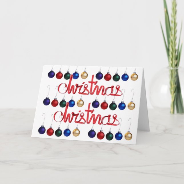 Rött julband Färgfläckig Helgdag Bollar Helgkort (Framsida)