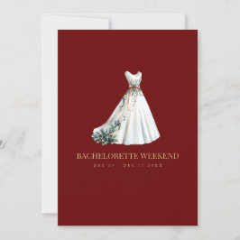 Rött juldecor Bachelorette Helg Card Inbjudningar